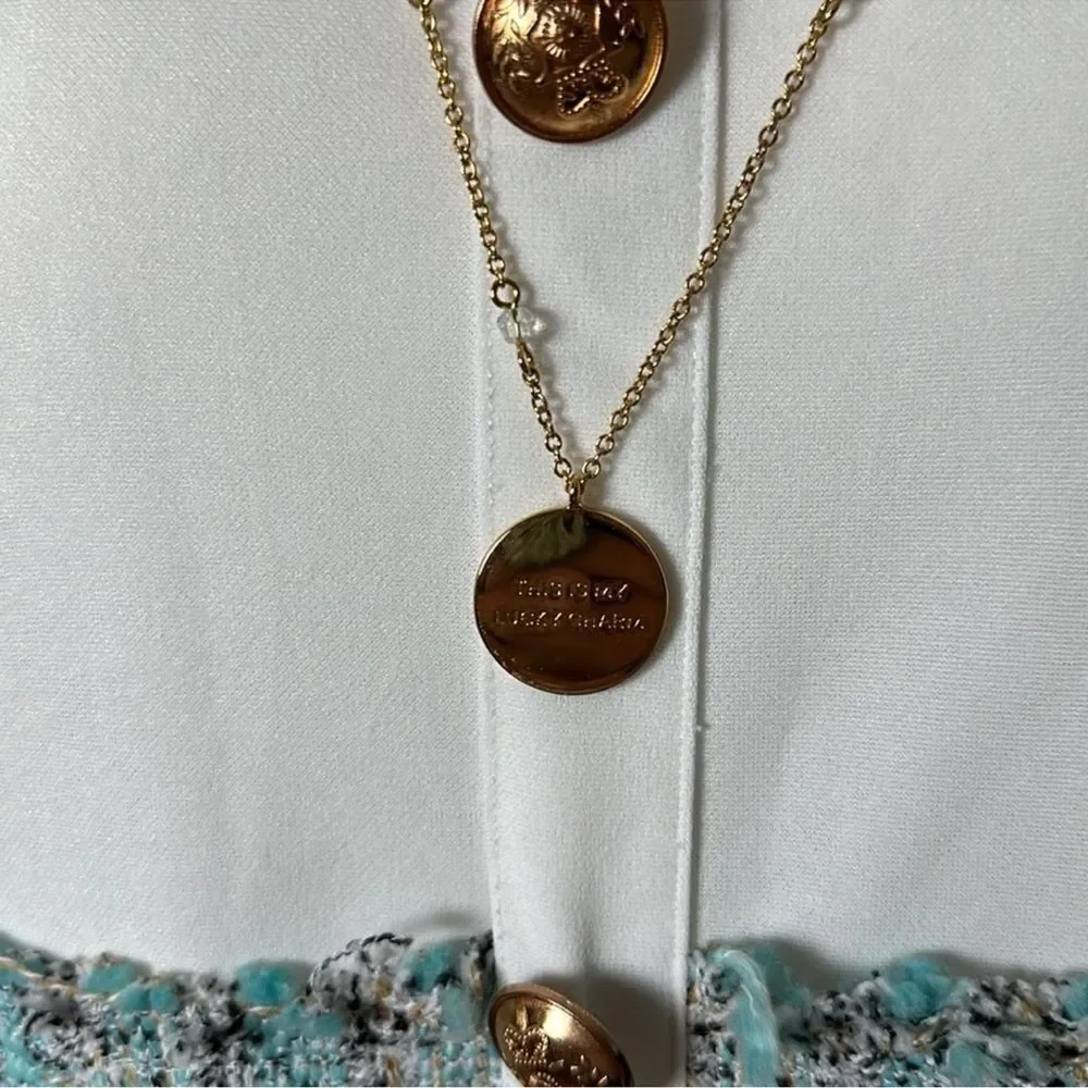 J.Crew Double Strand Hold Tone Beaded Sparkles This is My Lucky Charm Necklace